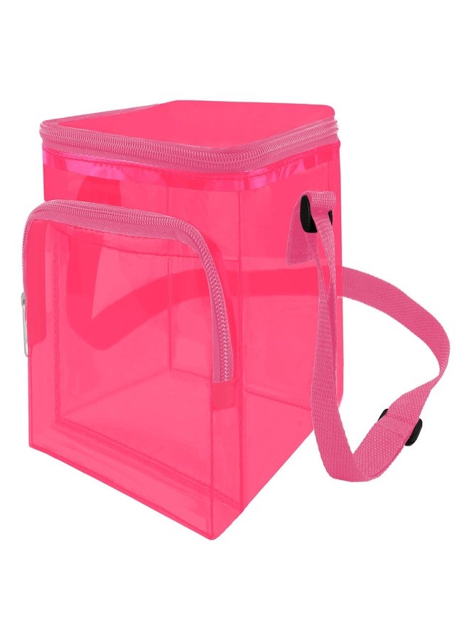 Annmore Transparent Carrying Bag for Toniebox and Characters, Zipped, Adjustable Shoulder Strap, Pink - Image 1